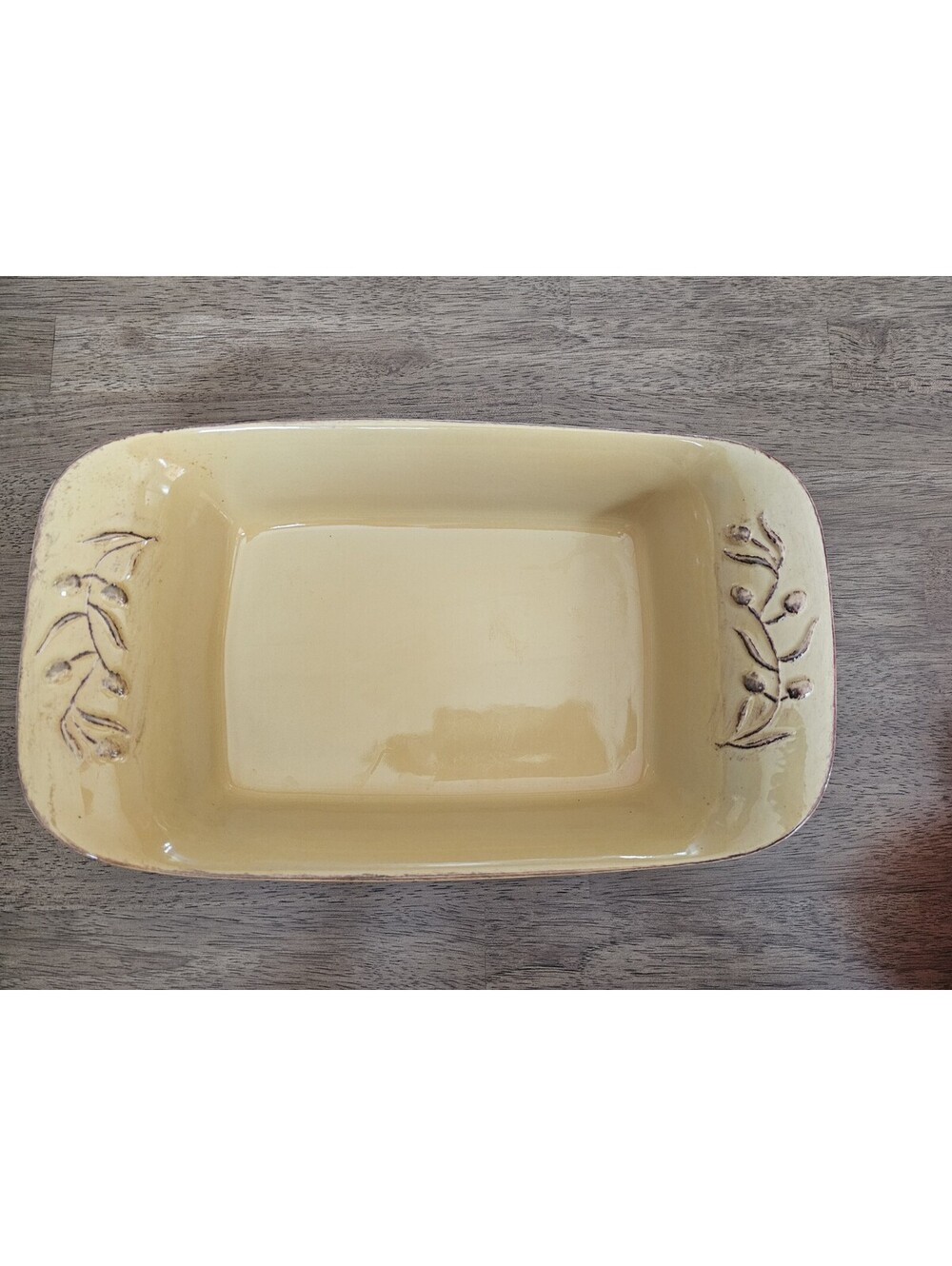 Cerutil Stoneware Mustard Yellow Olive Branch Casserole Baking Dish Portugal
